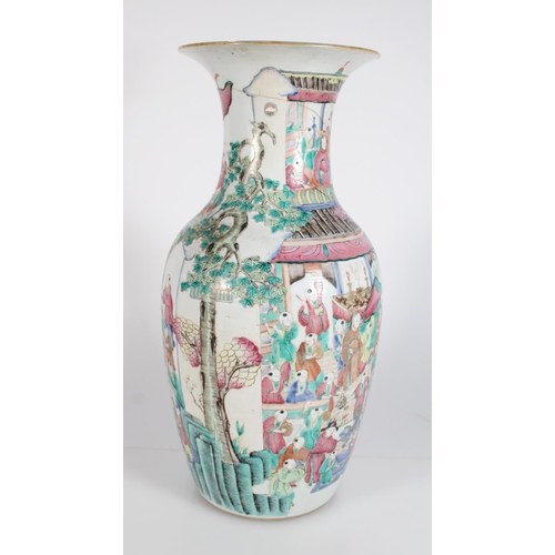 71 - 19th century Canton famille rose vase, 45.5cm high.