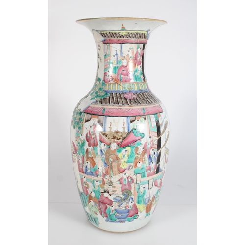 71 - 19th century Canton famille rose vase, 45.5cm high.