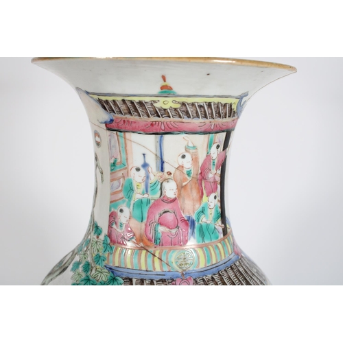 71 - 19th century Canton famille rose vase, 45.5cm high.