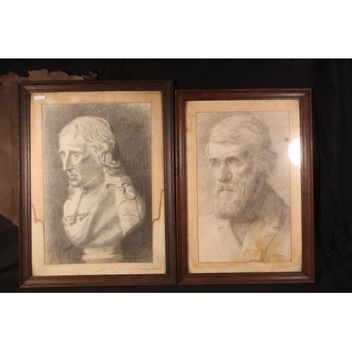 397 - D SMAIL, bust length portrait of a gentleman, charcoal drawing, signed lower right, 47cm x 29cm, fra... 