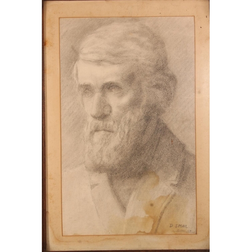 397 - D SMAIL, bust length portrait of a gentleman, charcoal drawing, signed lower right, 47cm x 29cm, fra... 