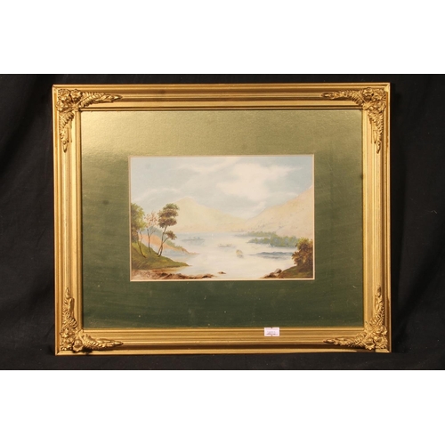 399 - E TAIT, loch scene, watercolour, signed and dated '83 lower left, 17cm x 25cm, frame 37cm x 47cm.