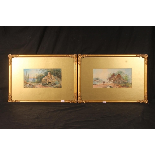 400 - 19TH CENTURY SCHOOL, two watercolours, unsigned, 13cm x 26cm, frame 33cm x 47cm. (2)