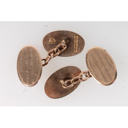 417 - Pair of 9ct gold cuff links, maker JG, 5.8g. 