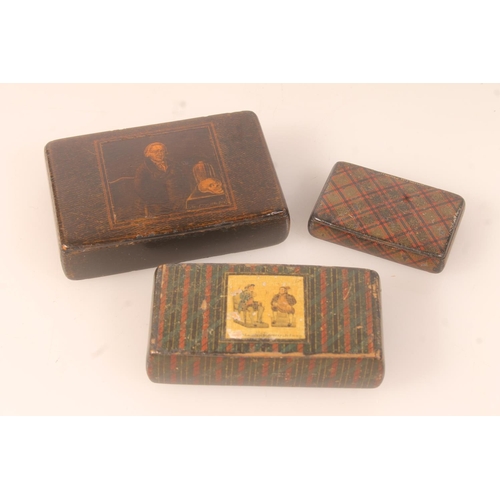 43 - Mauchline tartanware snuff box decorated in Hunting McPherson tartan, another decorated with Souter ... 