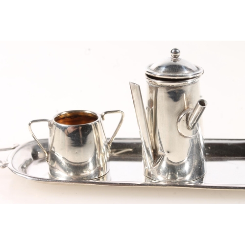 427F - Walker & Hall miniature silver tea service on tray.