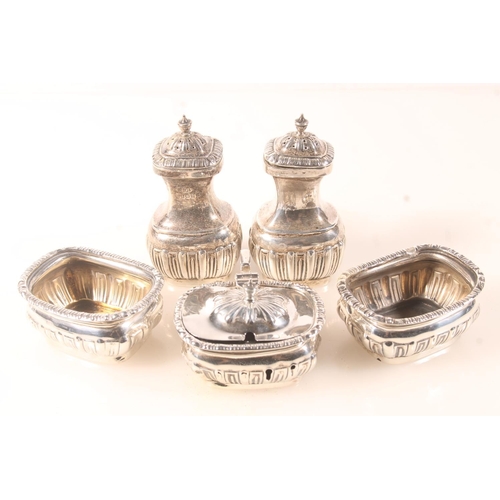 427G - Silver five-piece cruet set by Jones & Crompton, Birmingham 1912, 144g gross. (5)