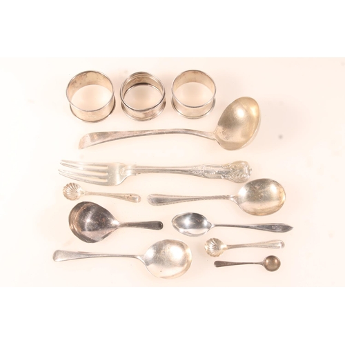 427K - Hallmarked silver napkin rings, ladles etc. gross 217g.