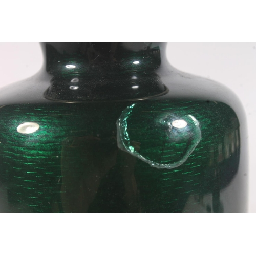 449 - Japanese green cloisonne enamel vase, The shouldered vase with flowerhead to the exterior, white met... 