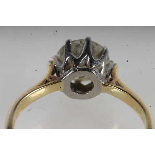 201 - 18ct yellow gold solitaire diamond ring, the diamond approximately 1.5ct in claw setting, size O, 3.... 