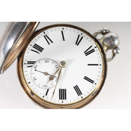 222 - Sterling silver cased pocket watch, French Royal Exchange London, the white enamel dial with Roman N... 