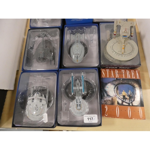 117 - Group of boxed model Star Trek collectables, and a Star Trek 2000 calendar.