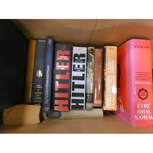 74 - Three cartons containing topical books to include Hitler, The Boer War, Field Marshal Montgomery, Mo... 