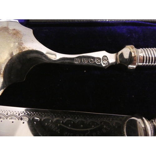 83 - Cased EP preserve spoon and fork, cased set of six fish knives and forks, EP basket, and two hotel p... 