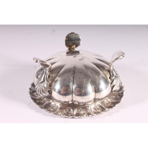 91 - Pair of Geo. IV silver table salts, of cauldron form with cast foliate borders, shaped squat bodies ... 