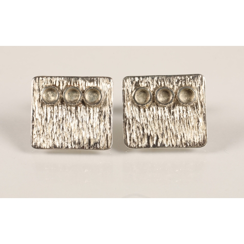 181 - Pair modernist style silver cufflinks, hallmarked Edinburgh, 13.3g