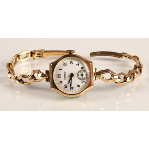 201 - 9ct gold ladies Hirco wristwatch, 16.3g