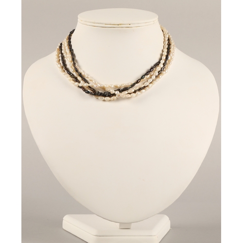 211 - Multi string pearl necklace with 14k gold clasp