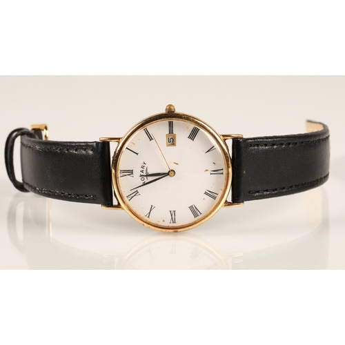 232 - 9ct gold cased Rotary wristwatch, 24g, on replacement leather strap