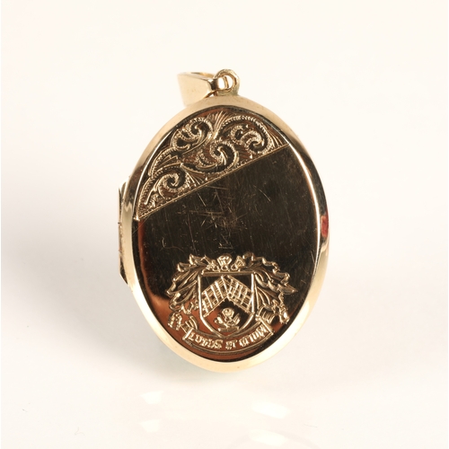 67 - 9ct gold locket, inscribed front and back, 9g