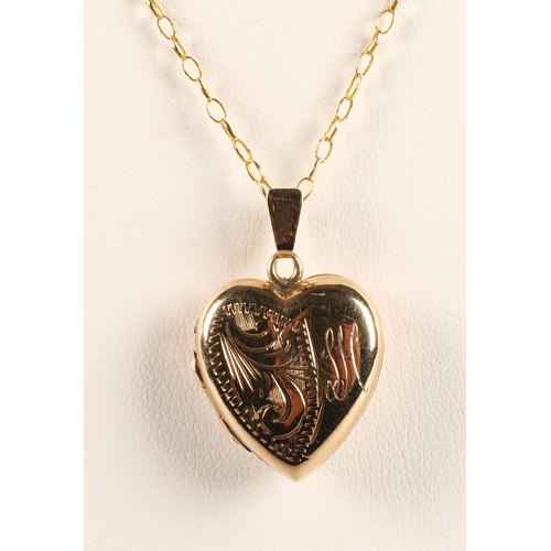 68 - 9ct gold heart shaped locket on 9ct chain, gross weight 3.2g