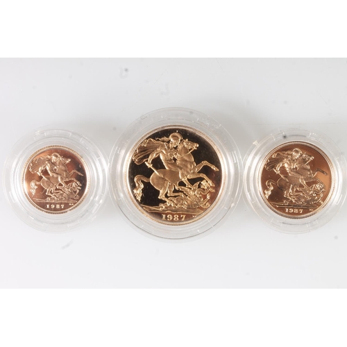 1572 - The Royal Mint UNITED KINGDOM Queen Elizabeth II (1952-2022) gold proof three coin set 1987 comprisi... 