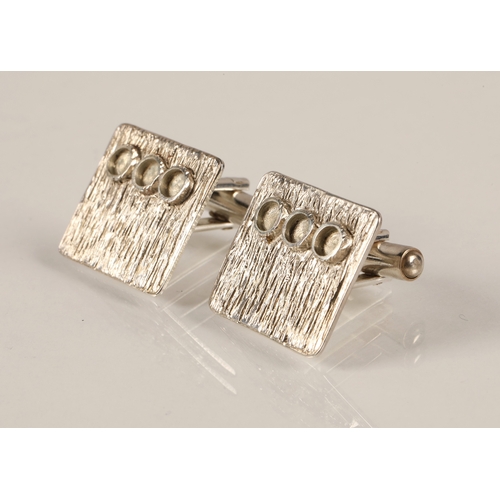 181 - Pair modernist style silver cufflinks, hallmarked Edinburgh, 13.3g