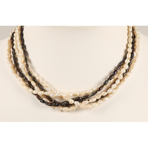 211 - Multi string pearl necklace with 14k gold clasp