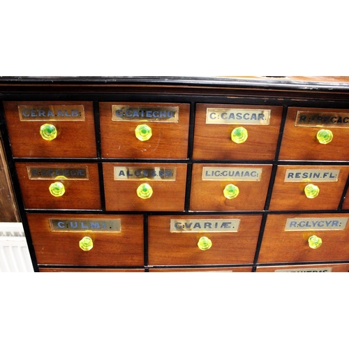 484 - 20th Century mahogany apothecary multi drawer cabinet, the bookcase top with dentil work cornice and... 