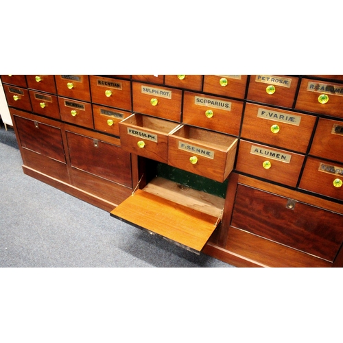 484 - 20th Century mahogany apothecary multi drawer cabinet, the bookcase top with dentil work cornice and... 