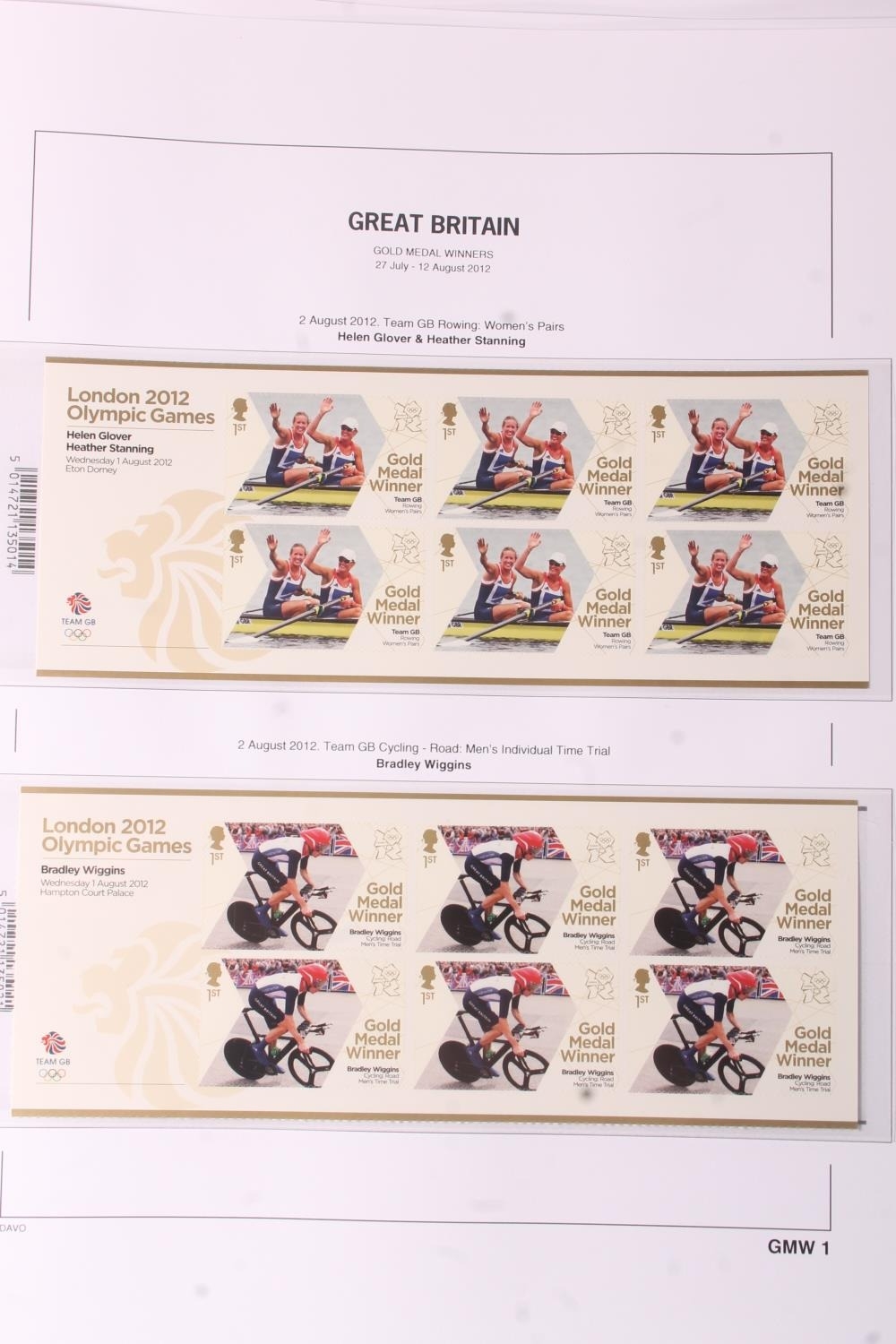 GREAT BRITAIN GB Royal Mail mint stamps, a set of 29 London 2012 Gold
