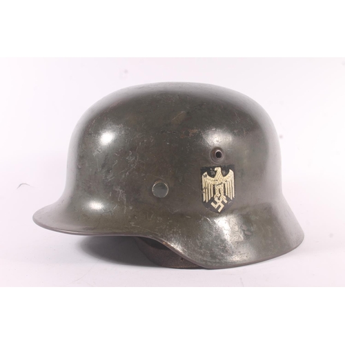 1787 - Nazi German Third Reich WWII style M40 pattern steel army helmet with double decals including eagle ... 