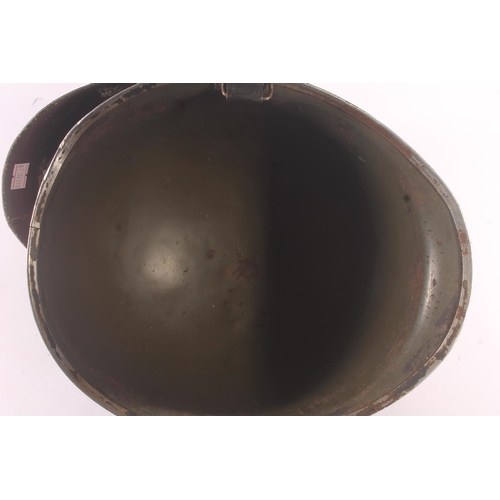 1788 - German M34 style steel helmet with painted medical red cross devices, complete with liner and leathe... 
