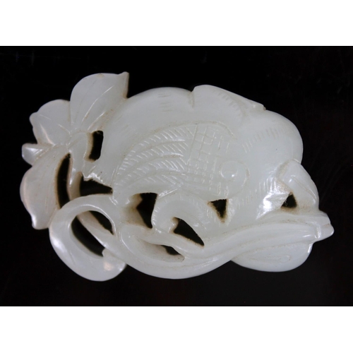 470 - Chinese celadon jade carving of a phoenix, late Qing/early Republic period, W5cm.