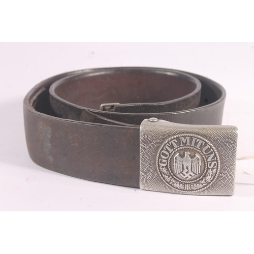 1784 - WWII era Nazi German Third Reich heer (army) belt buckle with 'Gott Mit Uns' banner encircling eagle... 