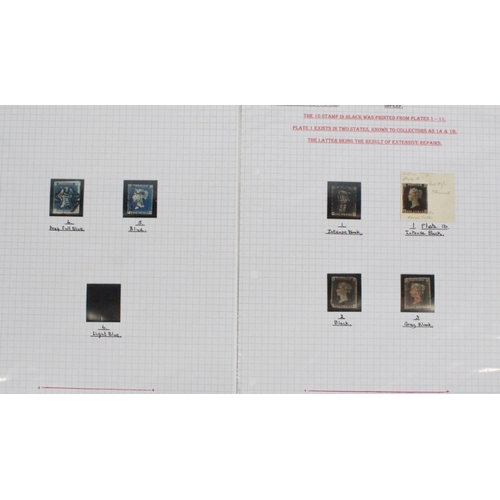 1356 - GREAT BRITAIN GB Queen Victoria QV 1d penny black PH and three others and a 2d blue without line can... 