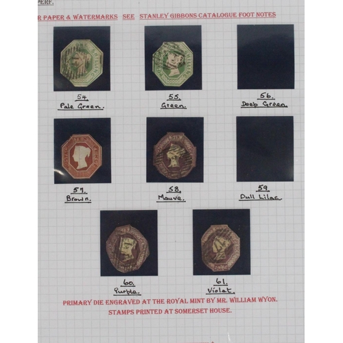 1358 - GREAT BRITAIN GB Queen Victoria QV embossed issue stamps 1847-54 comprising three 6d dull lilac or p... 