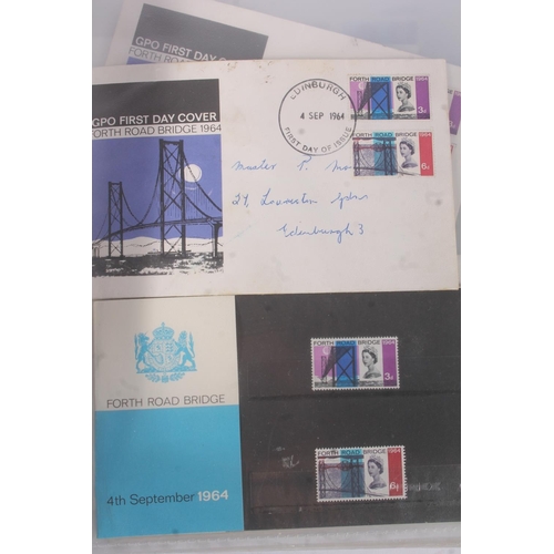 1424 - Stamp collection held across four albums to include GREAT BRITAIN GB 1964 Forth Road Bridge presenta... 