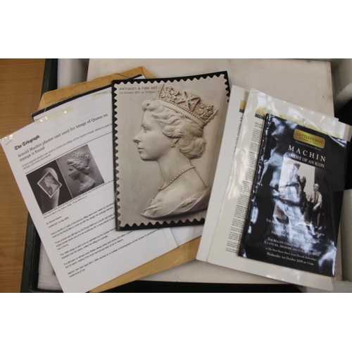 1426 - ARNOLD MACHIN OBE RA FRSS (English 1911-1999) A relief plaster plaque of Arnold Machin&rsquo;s profi... 
