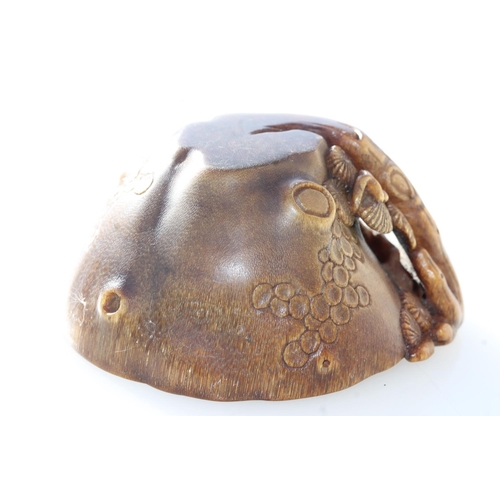 469 - Chinese Rhinoceros Horn libation cup, mid to late Qing period, the handle formed as a trunk extendin... 