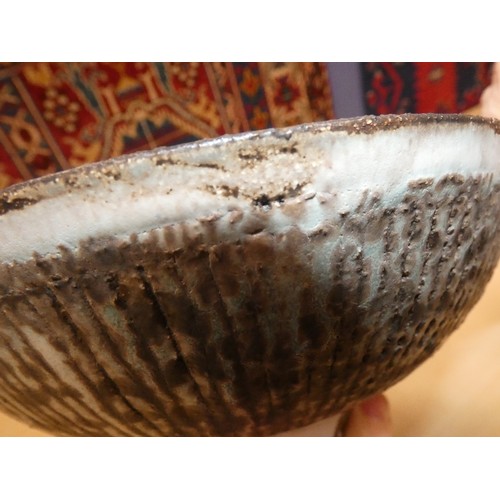 255 - Dame Lucie Rie DBE (Austrian, 1902 - 1995)Studio pottery drip glazed bowl, the interior and exterior... 