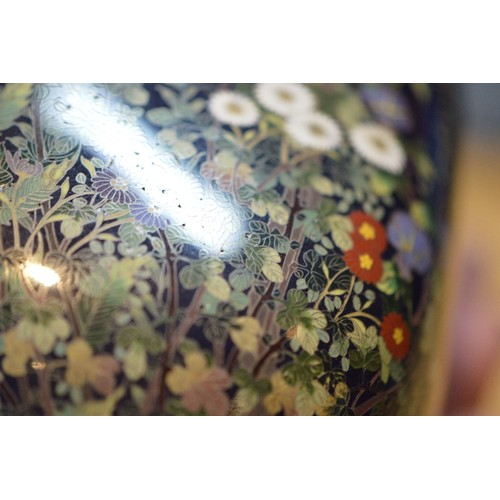 310 - Hayashi Kodenji (1831 - 1915)Fine Japanese cloisonné enamel bird tree vase, Meiji 1868 - 1912, worke... 