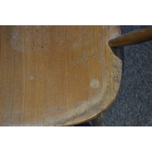 531 - Pair of Ercol elm and beech 'Cowhorn' chairs, 85cm high, and a pair of Ercol 'Quaker' chairs, c. 196... 