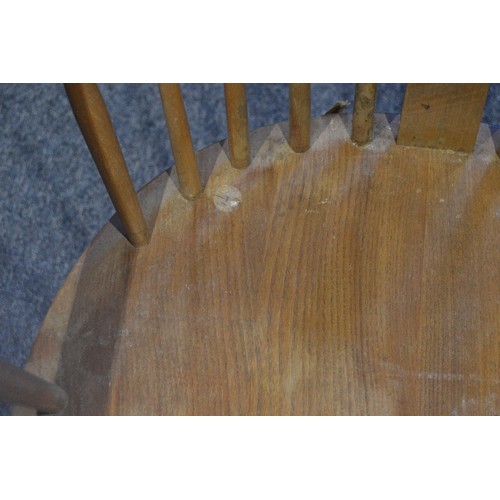 531 - Pair of Ercol elm and beech 'Cowhorn' chairs, 85cm high, and a pair of Ercol 'Quaker' chairs, c. 196... 