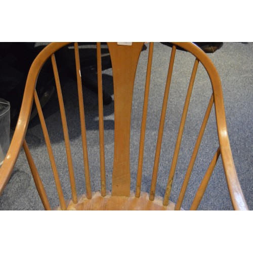 531 - Pair of Ercol elm and beech 'Cowhorn' chairs, 85cm high, and a pair of Ercol 'Quaker' chairs, c. 196... 