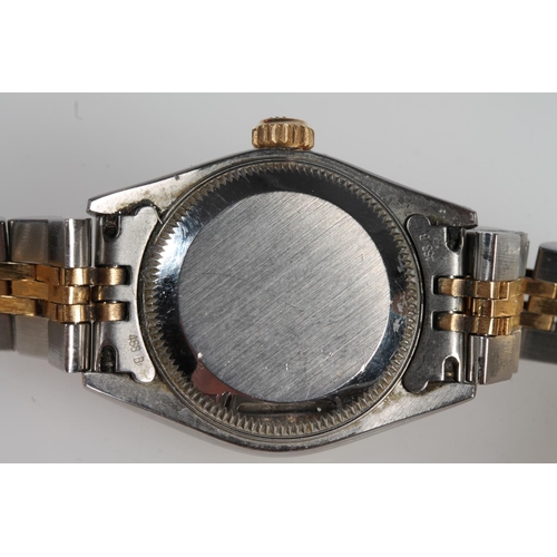 197 - Ladies Rolex Oyster Perpetual Datejust wristwatch, on yellow metal and stainless steel, model RS10, ... 