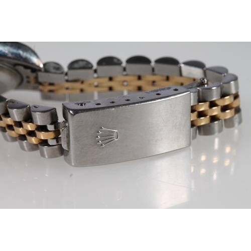 197 - Ladies Rolex Oyster Perpetual Datejust wristwatch, on yellow metal and stainless steel, model RS10, ... 