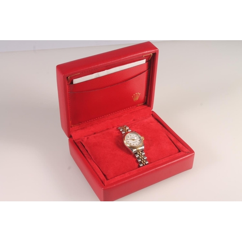 197 - Ladies Rolex Oyster Perpetual Datejust wristwatch, on yellow metal and stainless steel, model RS10, ... 