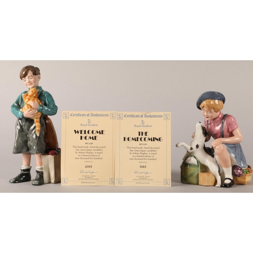22 - Pair of Royal Doulton evacuee children figurines Welcome Home HN3299 and The Homecoming HN3295, limi... 