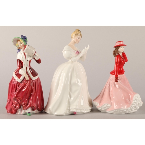 30 - Two Royal Doulton figurines to include Denise HN2477, Christmas Morn HN1992, and a Worcester Floral ... 